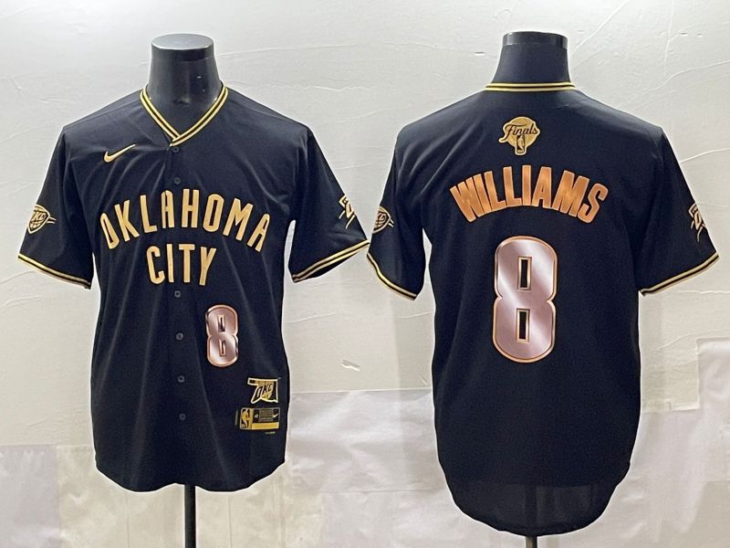 Men 2025 Oklahoma City Thunder #8 Williams Black Gold Nike Joint Name NBA Jersey style 16
